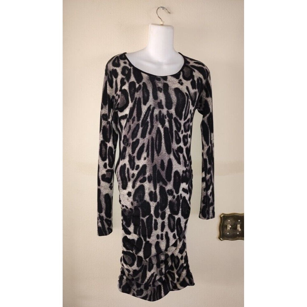 Women's Karina Grimaldi Leopard Bodycon Dress with Lace Back Size M
